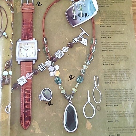 Silpada Sterling Silver, Fluorite, Tormaline Necklace With A Green Glass Pendant - Picture 5 of 6